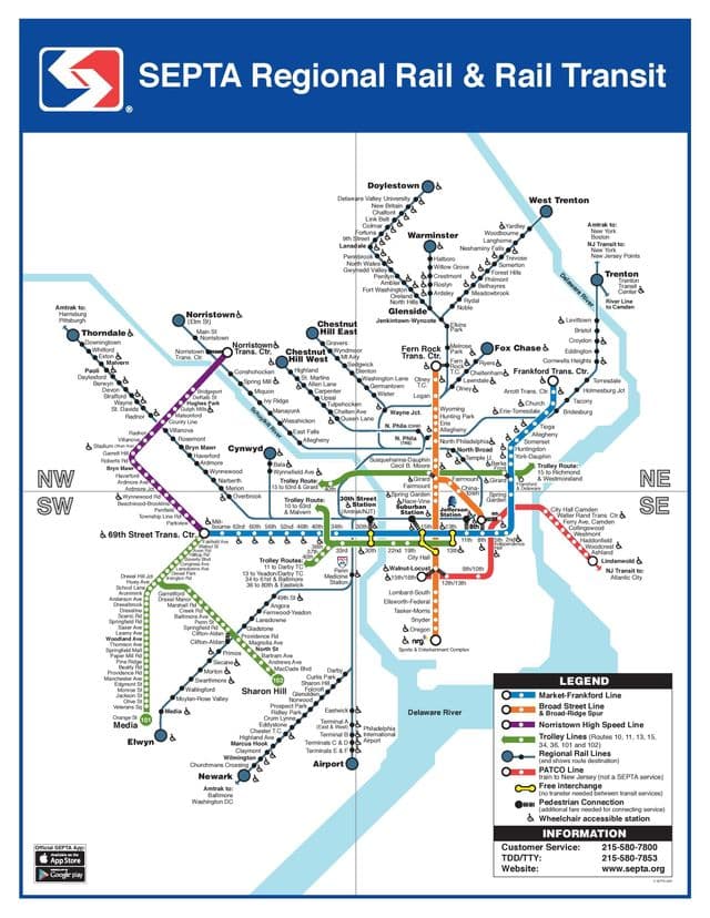 Plan des stations de tramway de Philadelphia