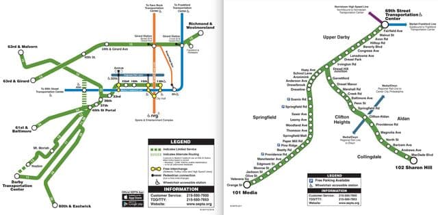 Plan des stations trolley de Philadelphia