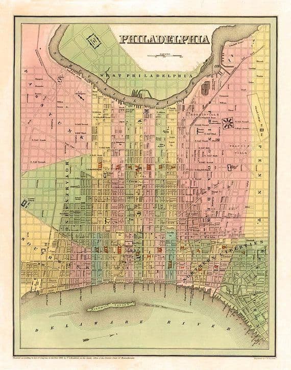 Plan antique de Philadelphia