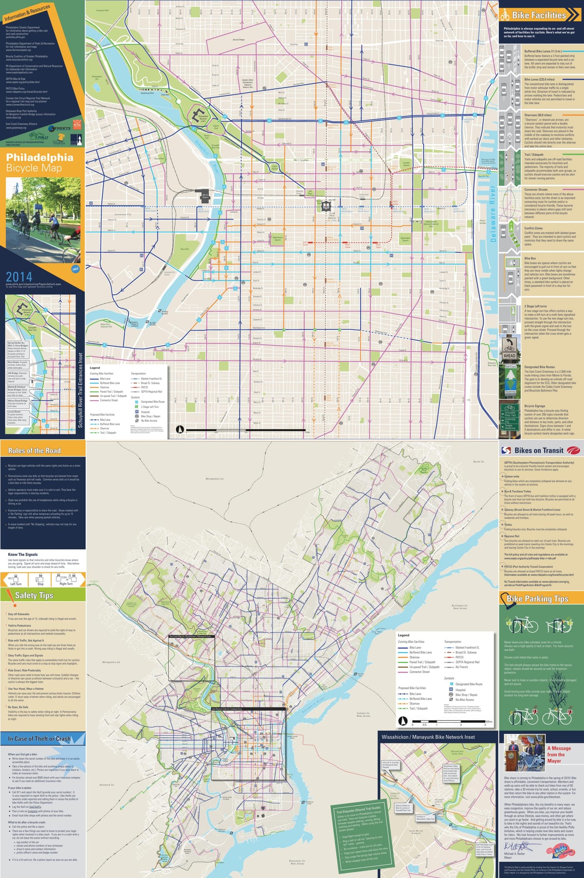 Plan des pistes cyclables de Philadelphia